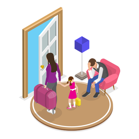 Female Leaving Home  Illustration