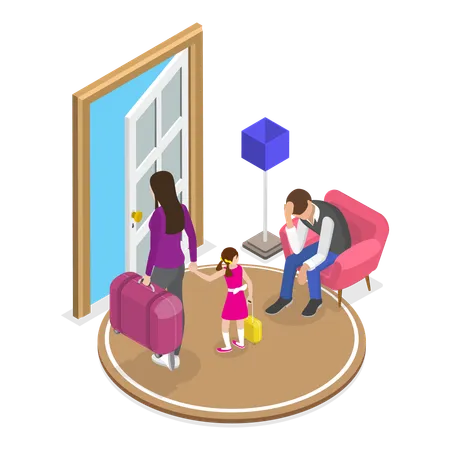 Female Leaving Home  Illustration