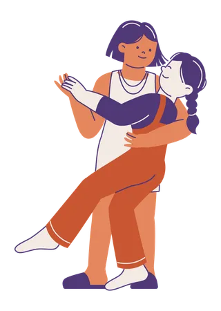 Female lgbtq Couple Dancing at Party Lesbians  Illustration