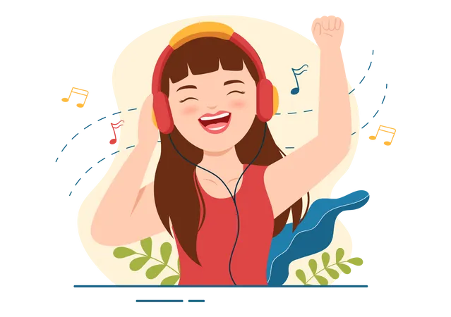 Female Listening To Music  Illustration