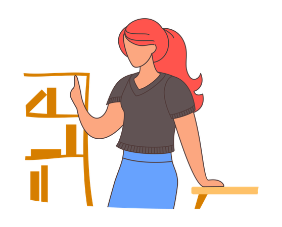 Female looking at bookshelf  Illustration