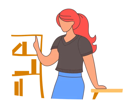 Female looking at bookshelf  Illustration