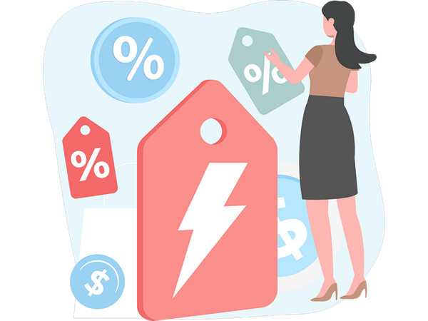 Female looking at discount tag  Illustration