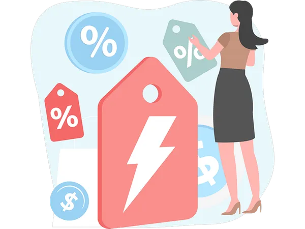 Female looking at discount tag  Illustration