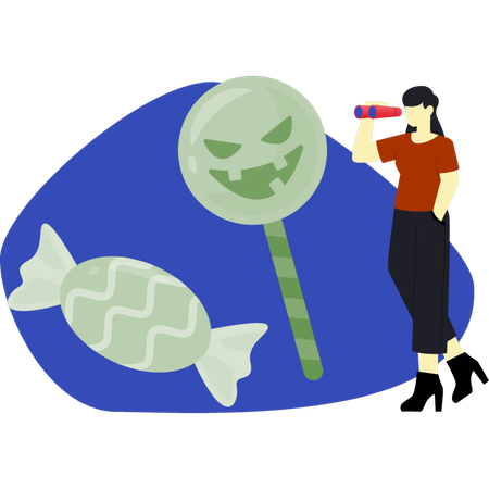 Female looking halloween candy  Illustration