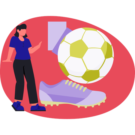 Female looking soccer boots  Illustration