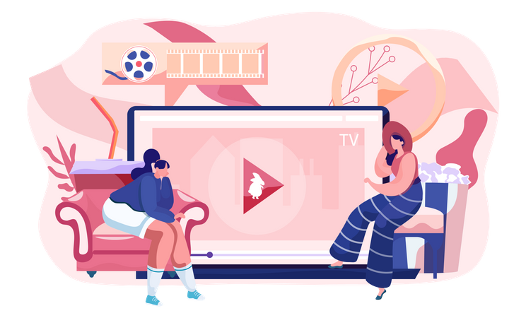 Female looking video blog  Illustration