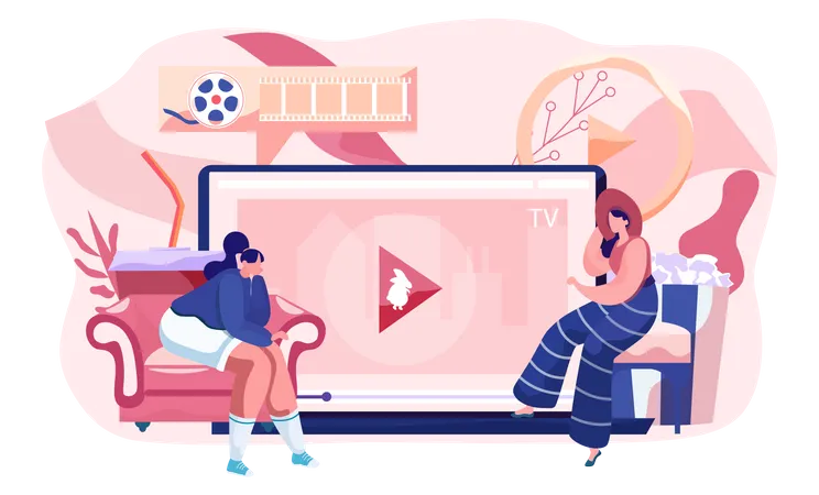 Female looking video blog  Illustration