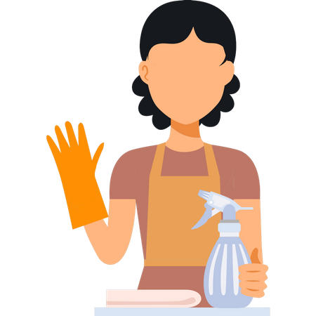 Female maid cleaning Illustration