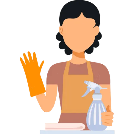 Female maid cleaning  Illustration