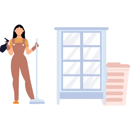 The Maid Stands For Cleaning Illustration