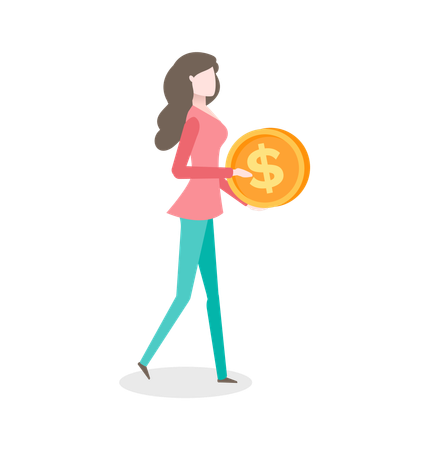 Female Makes Investments Coin Dollar in Hands  Illustration