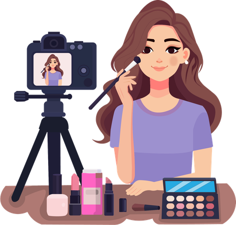 Female makeup artt teaches makeup techniques online  Illustration