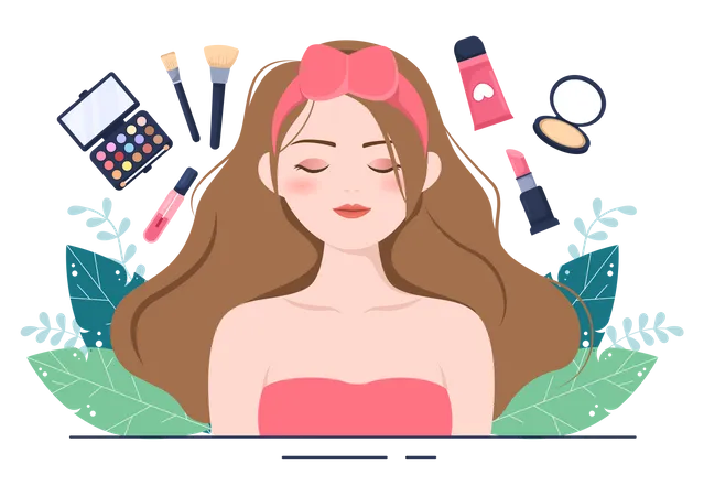 Female makeup cosmetics variety  Illustration