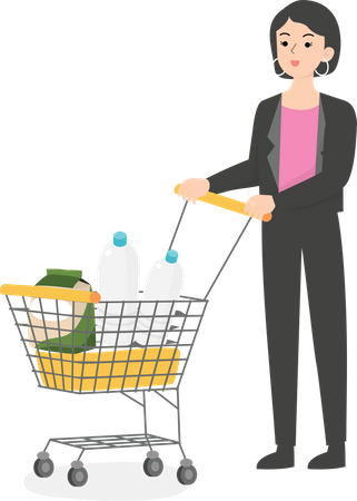 Female manager doing grocery shopping  Illustration