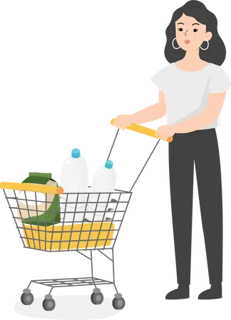 Female manager doing grocery shopping  Illustration