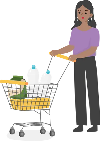 Female manager doing grocery shopping Illustration