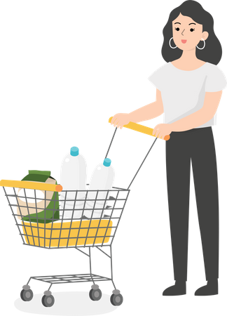 Female manager doing grocery shopping  Illustration