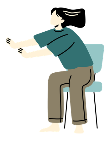 Female manager doing Office Exercise  イラスト