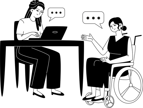 Female manager hires person with disabilities  Illustration