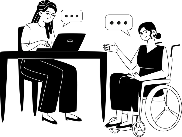 A Female Manager Hires A Person With Disabilities Illustration