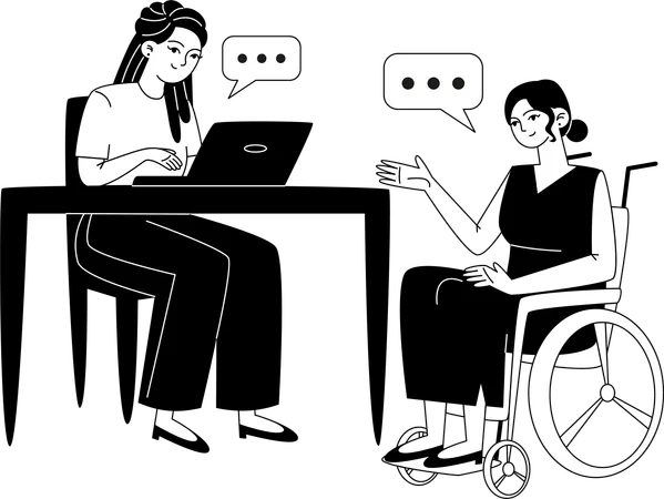 Female manager hires person with disabilities  Illustration