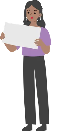 Female manager holding a blank card Illustration
