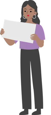 Female manager holding a blank card  Illustration