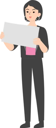 Female manager holding a sign Illustration
