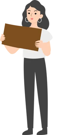 Female manager holding a sign  Illustration