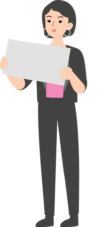 Female manager holding a sign  Illustration