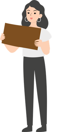 Female manager holding a sign  Illustration