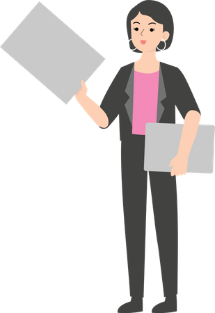 Female manager holding blank board Illustration