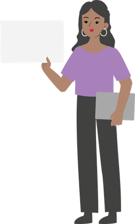 Female manager holding blank board Illustration