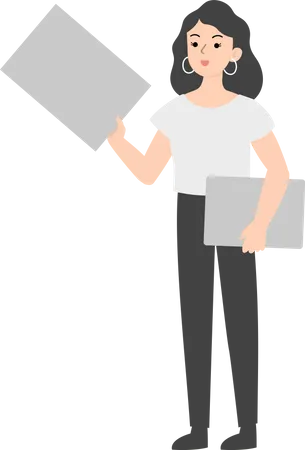 Female manager holding blank board  Illustration