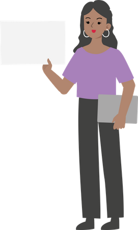 Female manager holding blank board  Illustration