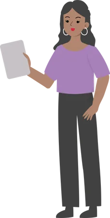 Female manager holding blank card Illustration