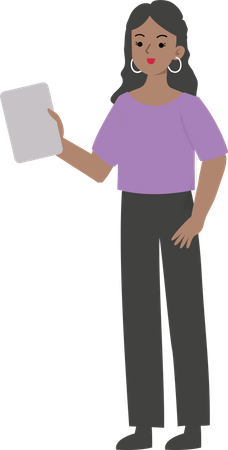 Female manager holding blank card  Illustration