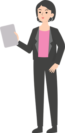 Female manager holding blank sign  Illustration