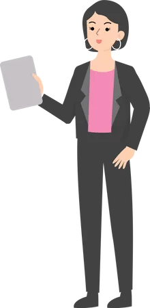 Female manager holding blank sign  Illustration