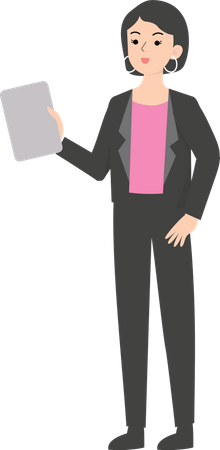 Female manager holding blank sign  Illustration