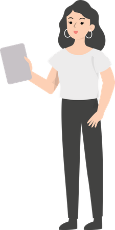 Female manager holding blank sign  Illustration