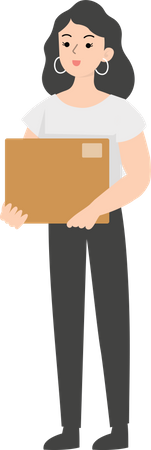 Female Manager holding box Illustration