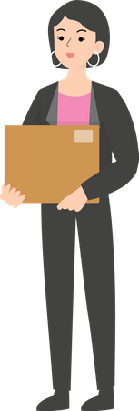 Female Manager holding box  Illustration