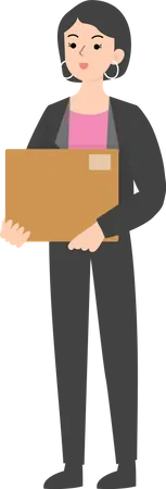 Female Manager holding box  Illustration