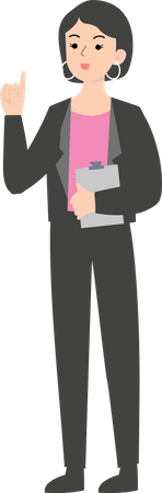 Female manager holding clipboard Illustration