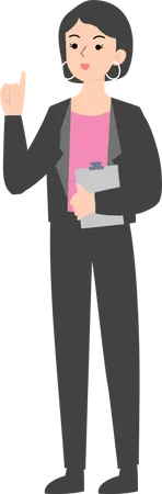 Female manager holding clipboard  Illustration