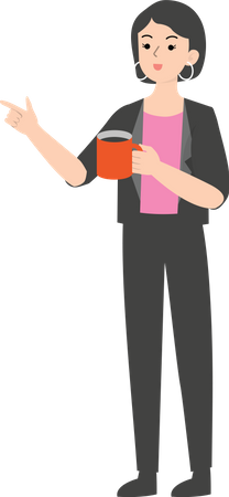 Female manager holding coffee cup  Illustration