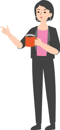 Female manager holding coffee cup  Illustration