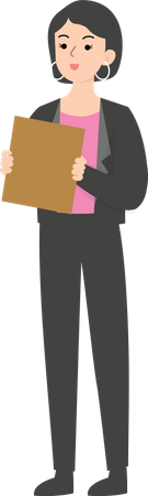 Female manager holding file Illustration